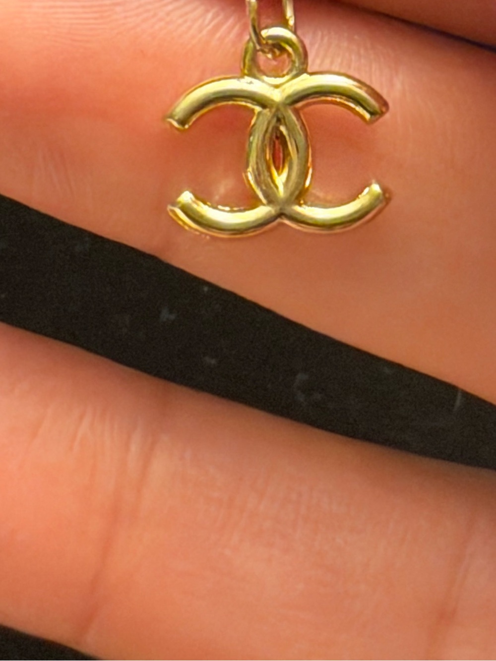 Cc Gold Necklace Tiny Cc Pendant View 3